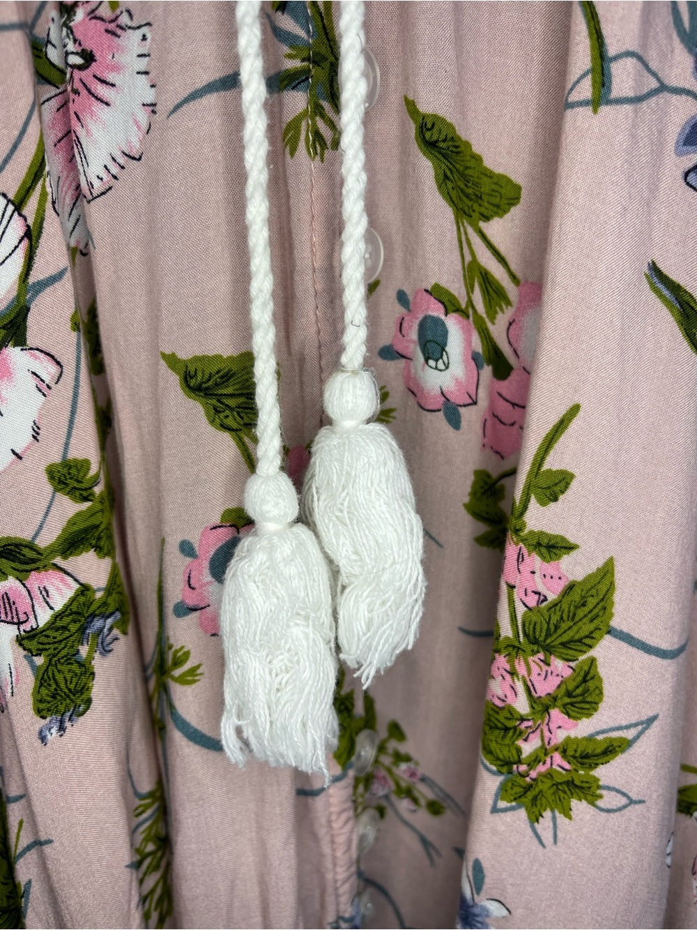 Floral Maxi Dress 2XL Pink Button Down Rayon Wild Flower Flowy Summer Long Slit - Picture 8 of 16